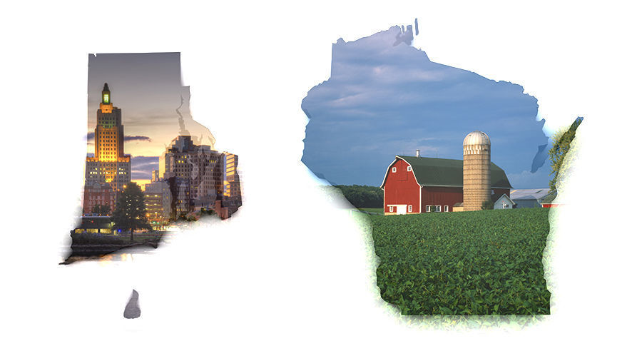 6. Rhode Island, Wisconsin
